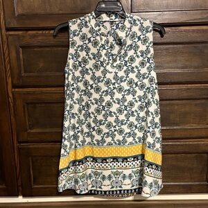 Floral Sleeveless Dress with Yellow Accents